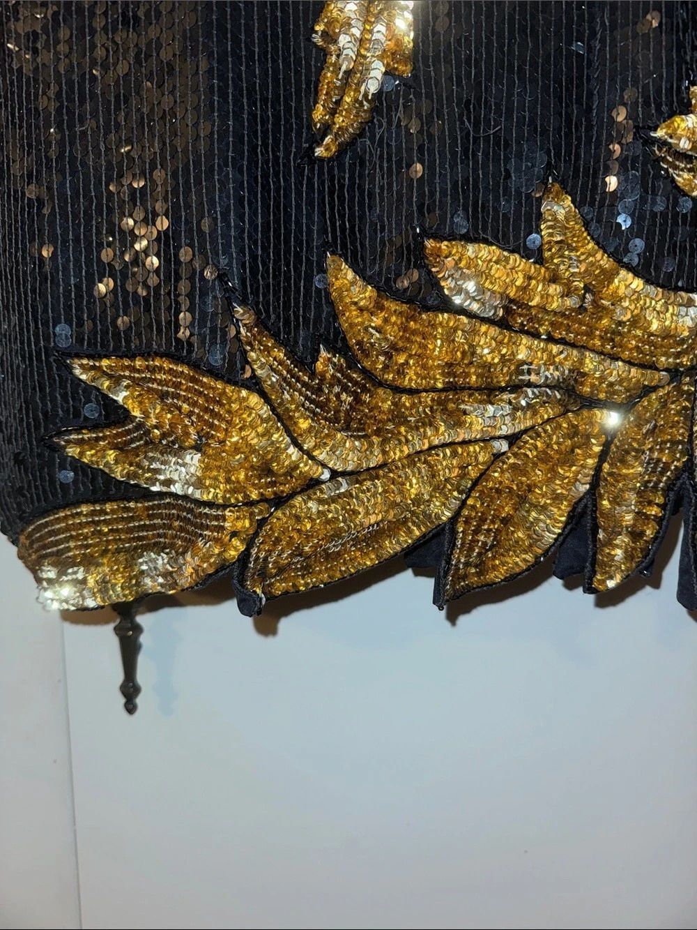 Vintage Ornate Sequin Top in Black & Gold - Picture 6 of 9